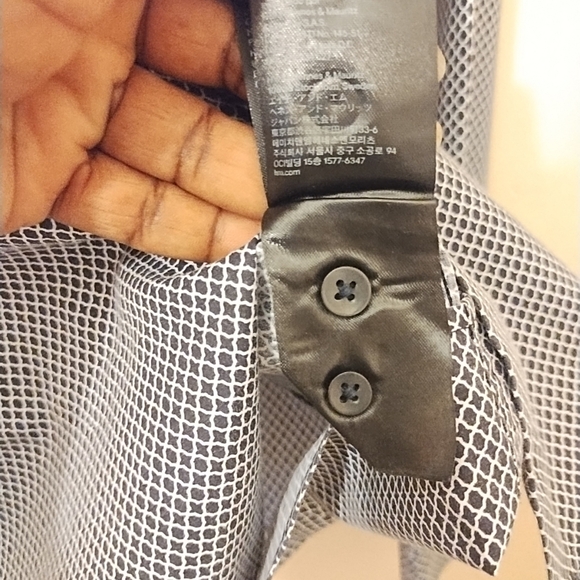 H&M Men's Geographic Button Down Dress Shirt Blue and White Size Small - Picture 6 of 8